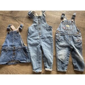 Set Of Three Baby Denim Overalls 12 Months Carter's , Oshkosh